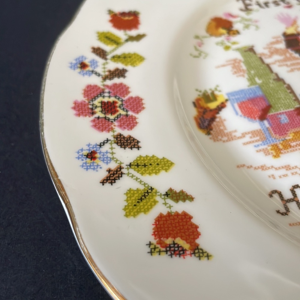 Bone China Happy Hostess Set Serving Platter 2 Coffee Mugs Plate Tea Cup Vintage - Picture 14 of 14